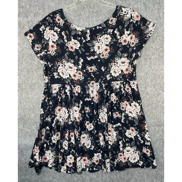 Torrid Floral Babydoll Hi Low Tunic Top Size 2X Scoop Neck Boho Chic - Picture 4 of 6